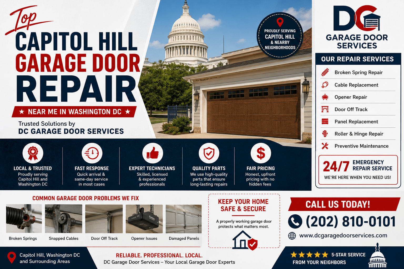 Top Capitol Hill Garage Door Repair Near Me in Washington DC