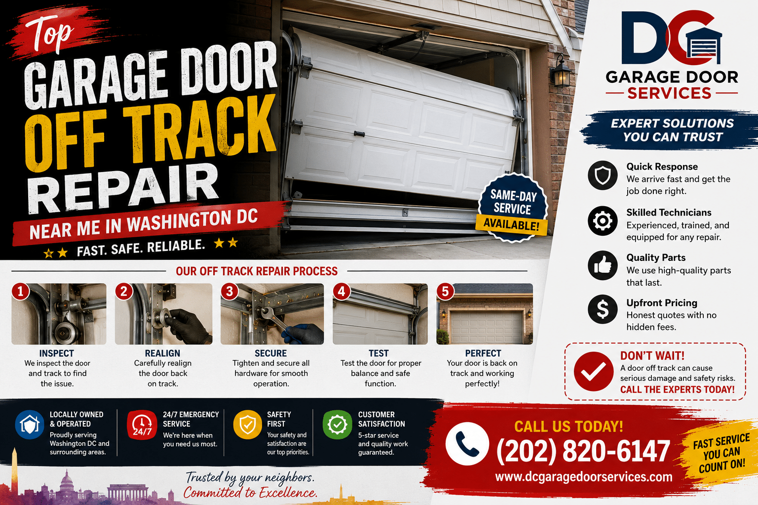Top Garage Door Off Track Repair Near Me in Washington DC