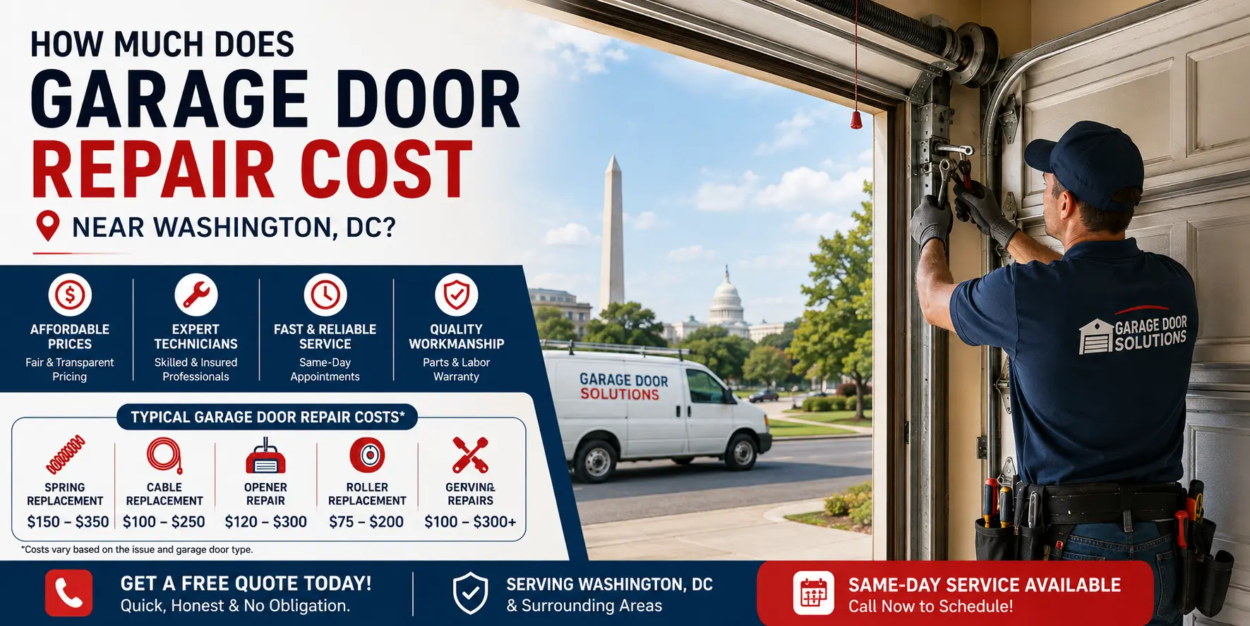 How Much Does Garage Door Repair Cost Near Washington, DC